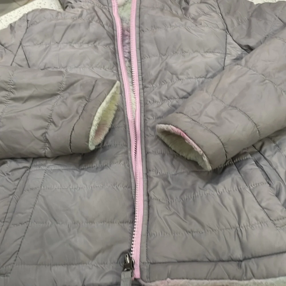 SO Gray and Pink Reversible Puffer Jacket with Quilted size 10/12